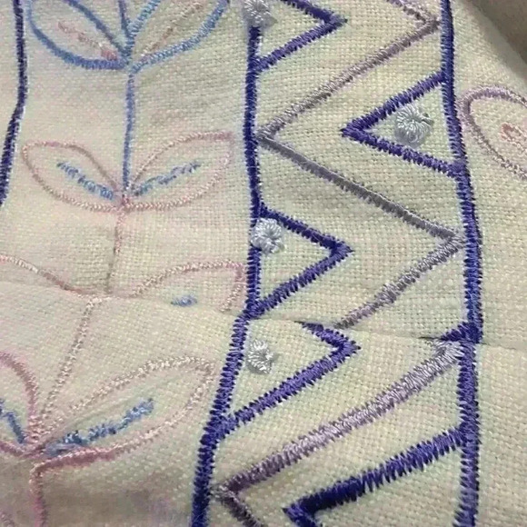 Carroll Reed Womems Linen Pants Size 10 Lined Embroidered Beach - Picture 10 of 13